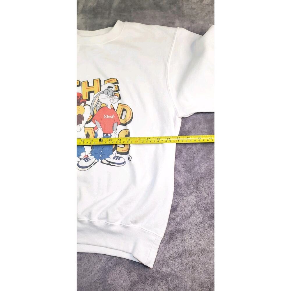 Champion Sz M Looney Tunes Hip Hop Bugs Bunny Taz Crewneck Sweatshirt White C35 - Picture 3 of 8